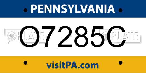 O7285C Pennsylvania License Plate