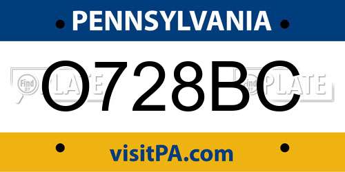 O728BC Pennsylvania License Plate