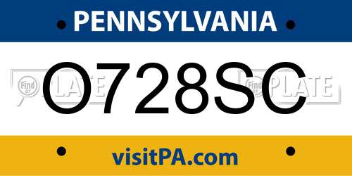 O728SC Pennsylvania License Plate