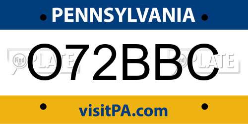 O72BBC Pennsylvania License Plate