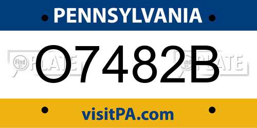 O7482B Pennsylvania License Plate