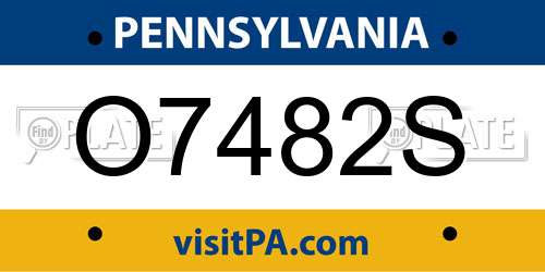O7482S Pennsylvania License Plate