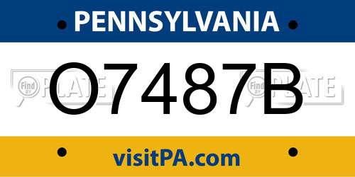 O7487B Pennsylvania License Plate