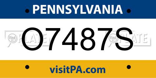 O7487S Pennsylvania License Plate