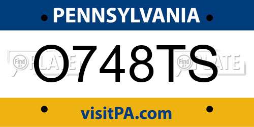 O748TS Pennsylvania License Plate