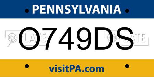 O749DS Pennsylvania License Plate