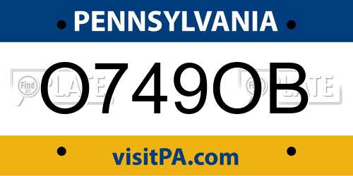 O749OB Pennsylvania License Plate