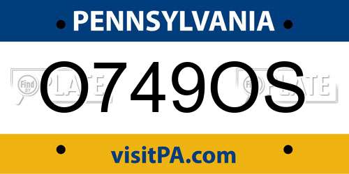 O749OS Pennsylvania License Plate