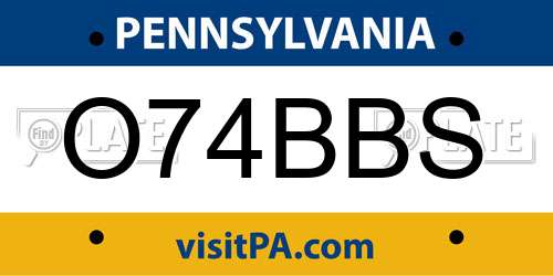 O74BBS Pennsylvania License Plate