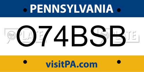 O74BSB Pennsylvania License Plate