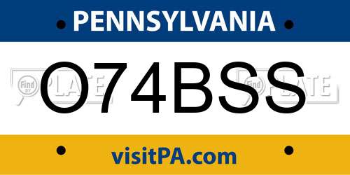 O74BSS Pennsylvania License Plate