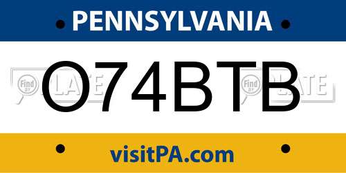 O74BTB Pennsylvania License Plate