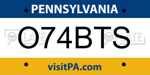 O74BTS Pennsylvania License Plate