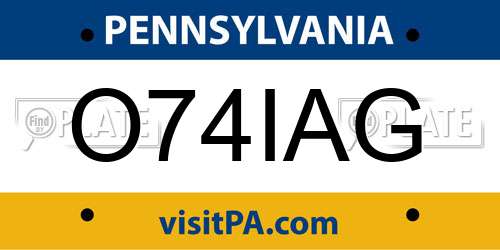 O74IAG Pennsylvania License Plate