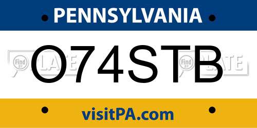 O74STB Pennsylvania License Plate