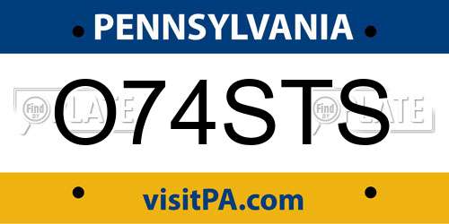 O74STS Pennsylvania License Plate