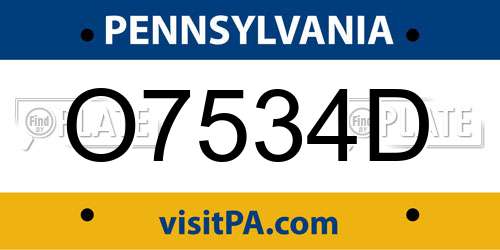 O7534D Pennsylvania License Plate