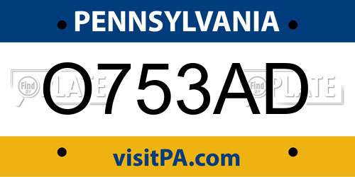 O753AD Pennsylvania License Plate
