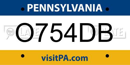 O754DB Pennsylvania License Plate