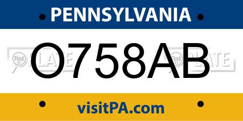 O758AB Pennsylvania License Plate