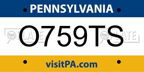 O759TS Pennsylvania License Plate