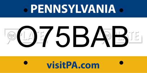O75BAB Pennsylvania License Plate