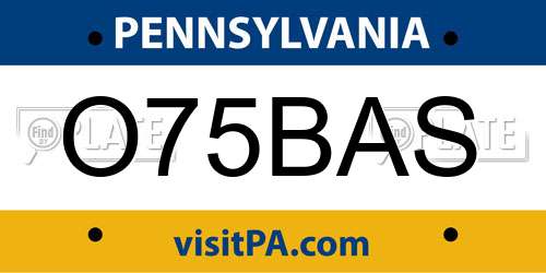 O75BAS Pennsylvania License Plate