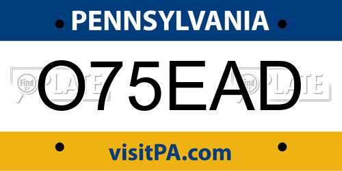 O75EAD Pennsylvania License Plate