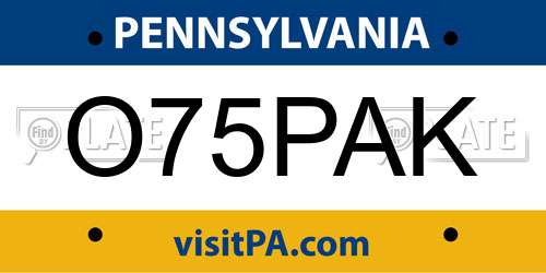 O75PAK Pennsylvania License Plate