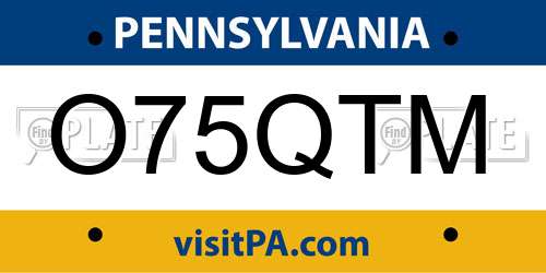 O75QTM Pennsylvania License Plate