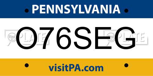 O76SEG Pennsylvania License Plate