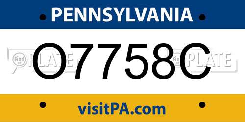 O7758C Pennsylvania License Plate