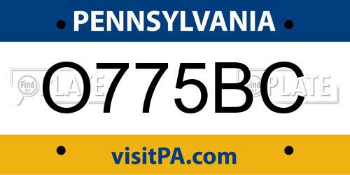 O775BC Pennsylvania License Plate