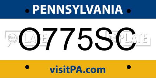 O775SC Pennsylvania License Plate