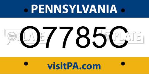 O7785C Pennsylvania License Plate