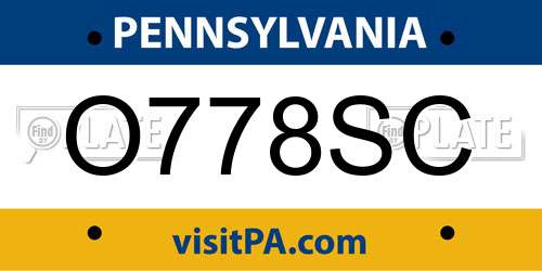 O778SC Pennsylvania License Plate