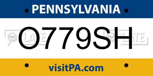 O779SH Pennsylvania License Plate