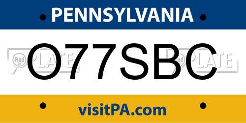 O77SBC Pennsylvania License Plate