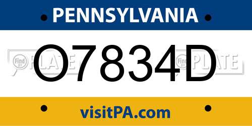 O7834D Pennsylvania License Plate