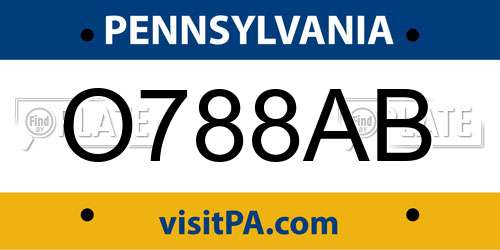 O788AB Pennsylvania License Plate