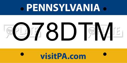 O78DTM Pennsylvania License Plate