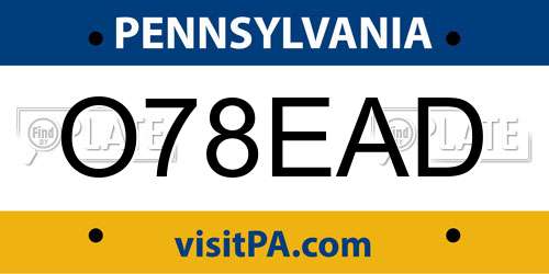 O78EAD Pennsylvania License Plate
