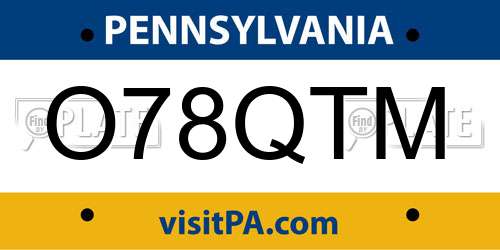O78QTM Pennsylvania License Plate