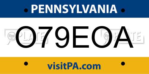 O79EOA Pennsylvania License Plate