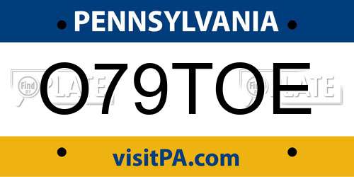 O79TOE Pennsylvania License Plate
