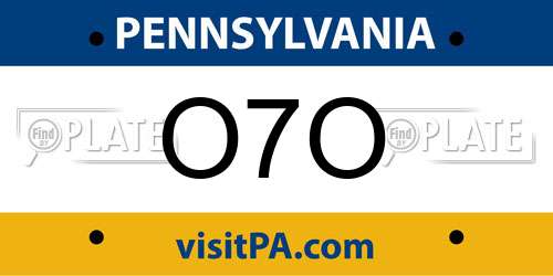 O7O Pennsylvania License Plate