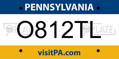 O812TL Pennsylvania License Plate