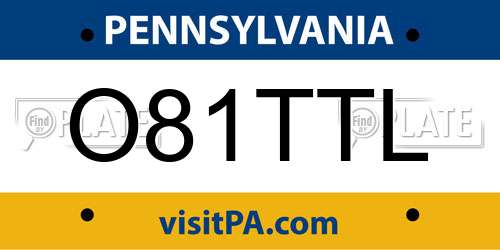 O81TTL Pennsylvania License Plate