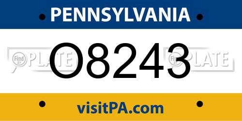 O8243 Pennsylvania License Plate