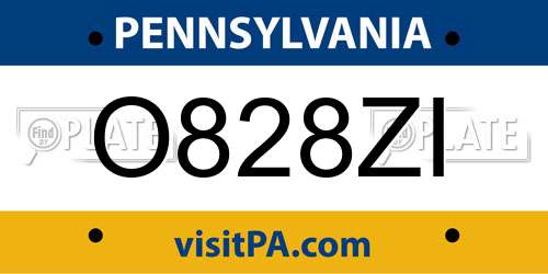 O828ZI Pennsylvania License Plate